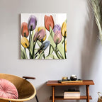Empire Art Direct Frameless Free Floating Tempered Glass Panel Graphic Wall Art Ready to Hang, 24" x 24", Tulip Scape x-ray I