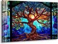 My Photostation.com Round 24'' Stained Blue Life of Tree Glass Wall ArtTempered Glass Printing Wall Decor Large Wall Art Wall Hangings