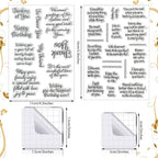 4 Sheets Sentiments Rubber Clear Stamps Set for Card Making and DIY Scrapbooking Journaling 2 Acrylic Stamp Blocks with Grid Lines for Birthday Wedding Wife Husband Anniversary Special Occasion Cards