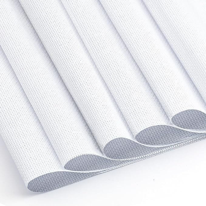 6 Pcs Cross Stitch Fabric, 14 Count White Embroidery Fabric Cloth Cross Stitch Cloth Supplies for DIY Handicrafts, Needlework, Embroidery Decoration Crafts (12 by 18-Inch)