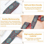 PH PandaHall 7 Yards Jacquard Ribbon, 1.3 Inch Vintage Sewing Emobridered Woven Ribbon Floral Fabric Trim Fringe Sewing Decor Trim for Boho Persian Ramadan Bag Straps Clothing Sewing Gift Home Decor
