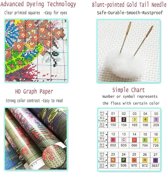 Hopeart Stamped Cross Stitch Kits for Beginner Embroidery Kits for Beginners Adults DIY 11CT Cross Stitch Patterns Needlepoint Kits Crossstitching Kits-Sunrise Dolphin 18x18 inch