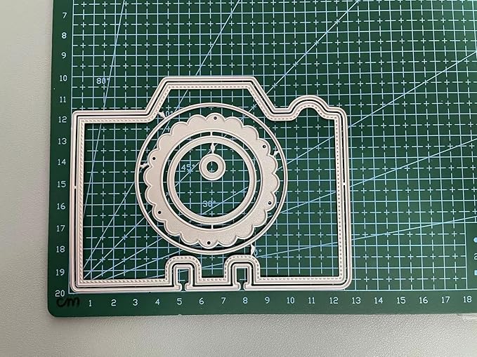 Mvchifay Cutting Dies Happy Birthday Holiday Thanks Greetings Metal Stencils Scrapbooking Tool Love Heart DIY Carbon Steel Embossing Template for Paper Card Making (Camera-10x12.8cm)
