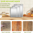Titanium Cutting Board with Juice Groove-Pure Titanium Cutting Boards For Kitchen，Double-Sided Metal Chopping Board Titanware Cutting Mat for Cutting Meats, Fruits & Vegetables (15.4"L x 11"W)