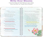SIIXU Floral Spiral Notebook - A5 College Ruled Journal with 160 Colorful Pages for Poetry, Work Notes & Daily Writing, Blue, Hardcover