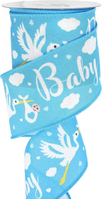 MEEDEE Baby Boy 2.5 Inch Burlap Wired Ribbon for Baby Shower, Diaper Cake, Welcome Home Favors, Gift Box, Table Decor - Blue (10 Yards)