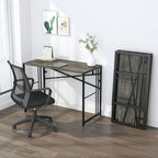 35 inch Narrow Folding Desk, Writing Gaming Computer Camping Desk for Small Spaces, No Assembly Required Home Office Table, Black Oak