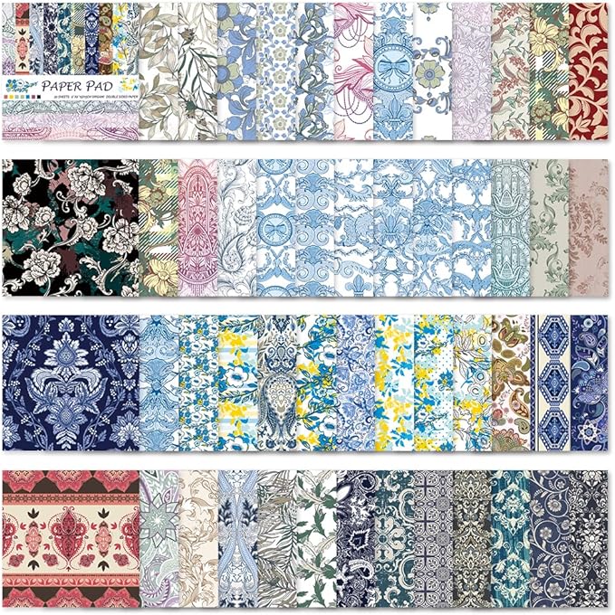 Square Origami Paper 6x6 Double Sided 50 Sheets 50 Colors 70GSM Origami Kit Japanese Chiyo Easy Fold Arts Crafts DIY Handwork Beginner Baroque