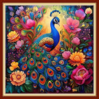 Magxvouy Cross Stitch Kits Stamped Full Range of Embroidery Kits,Cross Stitch Patterns Needlework Kits for Beginners 11CT Printed Kits&Flower Peacock 18x18 inch