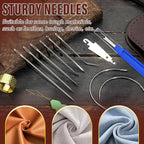 Repair Sewing Kit, Upholstery Needle and Thread Kit with 32 Yard Waxed Thread and 8 Pcs Heavy Duty Leather Needles for Hand Stitching, Canvas & Quilting - 0.55mm Round Waxed Brown