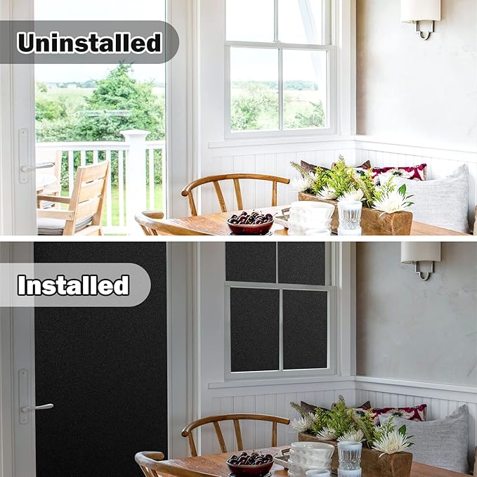 rabbitgoo Blackout Window Film, Sun Heat Blocking Privacy Cover for Glass, Removable Opaque Room Darkening Dark Black Out Window Covers Tint Shades for Home Day Sleep Light Blocker 23.6 x 157 Inches