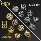 Rechargable DND Dice Set, Light Up Dice, 7PCS Glowing LED Dice Electronic Dices, D&D Polyhedral Dice Set for RPG Role Playing Table Game