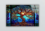 My Photostation.com Round 31,5'' Stained Blue Life of Tree Glass Wall ArtTempered Glass Printing Wall Decor Large Wall Art Wall Hangings