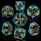 ARUOHHA DND Resin Dice Dragon Eye Dice Liquid Core Red Sharp Edged Dice Set with Gift Box, Polyhedral D and D Dice Set Role Playing Game D20 D12 D10 D8 D6 D4