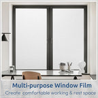 rabbitgoo Window Privacy Film, Non-Adhesive Frosted Glass Window Film for Bathroom, Static Cling Heat Blocking Stickers for Home Indoor Opaque Frosting Coverings House Tint, Matte White 11.8" x 118.1"