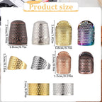 10PCS Hand-Working Sewing Thimble Adjustable Metal Sewing Thimble Rings Fingertip Thimbles Metal Dazzle Color Leather Finger Protectors Thimbles Ring for Knitting Quilting Embroidery DIY Craft Tools