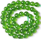 10MM Green Peridot Crystal Quartz Beads Natural Gemstone Beads Round Loose Beads for Jewelry and Bracelets Making 72pcs 2 Strands 32"