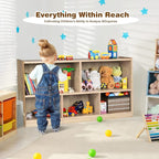 KOTEK Kids Storage Organizer, 5 Cubby Kids Bookshelf, Wooden 2-Layer Bookcase Storage Cabinet, Toy Shelf for Daycare, Nursery, School Classroom, Playroom, Living Room & Bedroom (Natural, 5 Cubes)