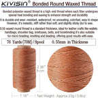 Round Polyester Waxed Thread 0.55mm, 12 Neutral Colors 76 Yards/Spool Wax Coated String Thin Cord for Leather Upholstery Sewing, Stitching, Bookbinding, Beading, Micro Knotting and Braiding