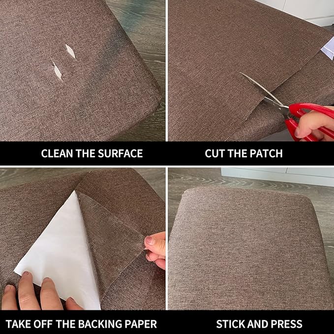 Fabric Repair Patches, 17X158 Inch Linen Repair Tape Self-Adhesive Fabric Patches Durable, DIY Large Linen Tape for Sofa, Couches, Furniture, Chair, Clothing （17X158 Inch, Dark Grey）