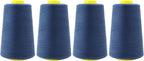 Mandala Crafts 4 Pack of Serger Threads Cones Spools - 40S/2 24000 Yards Polyester Denim Threads for Sergers Machine and Overlock Quilting Sewing Machine