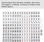 ZGME American Mahjong Set,166 White Tiles with Blue Rectangular Bag and Accessories,4 All-in-One Mahjong Racks with Pushers,Complete Western Mahjong Set