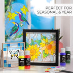 Nicpro 18 Colors Stained Glass Paint Set, 1oz / 30ml Waterproof Acrylic Enamel & Ceramic Glass Painting Kit for Arts on Transparent Wine Glasses Jars Windows with 6 Brushes & 1 Palette, Opaque Finish