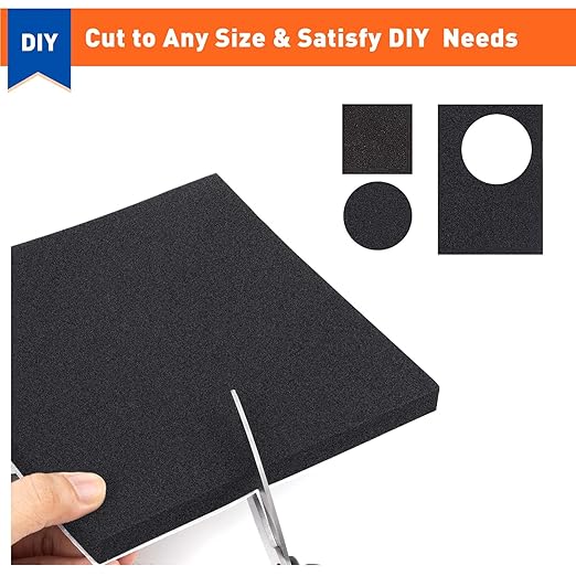 MAGZO 20Pcs Adhesive Foam Padding 1/16 in Thick X 6 in X 6 in,Closed Cell Foam Sheets Neoprene Rubber Self Stick Pads Anti Vibration Pads,Black (6in x 6in x 1/16in, 20Pcs)