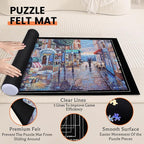 Jigsaw Puzzle Mat Roll Up - 1500 1000 500 Pieces Puzzel Matte, Black Roll-Up Puzzles Mats Felt Save Trays for Sorting Table Board Clear Sheets, Frame Keeper Storage Accessories for Adults