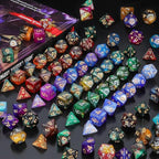 CiaraQ DND Dice Sets - 26 X 7 Polyhedral Dice (182pcs) with a Large Drawstring Bag for Dungeons and Dragons, Role Playing Table Game. Multiple Colors, Glitter Swirl Design with Gold Numbers.