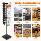 36 Pockets-360°Rotating Magazine Rack Holder Floor Comic Book Brochure Display Stand Flyer Storage Pamphlet Catalog Literature Organizer for Retail Store, Malls, Office, Trade Show Exhibition