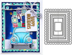 Cutting Dies Metal Stencils Scrapbooking Tools Flowers Lace Frame DIY Embossing Template for Paper Card Making Album Arts Crafts Supplies (Corrugated Rectangular Frame- 10.6x13.8cm)