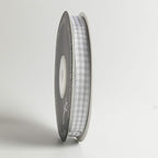 Gray Gingham Plaid Checked Ribbon 25 Yards Each Roll 100% Polyester (3/8",Gray)