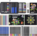 PRINA 81 Drawing Set Sketching Kit, Pro Sketch Pencils Art Supplies with Rainbow, Colored, Graphite, Watercolor, Metallic, Charcoal Pencil, Sketchbook, Coloring Book, Gift Case for Artists Adults Kids