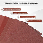 1/4 Sandpaper Sheet – 4-1/2” x 5-1/2”, P80 Grit, Red Aluminum Oxide, Plain Backing, 50-Pack – Sandpaper Sheets for Palm Sanders and Woodworking