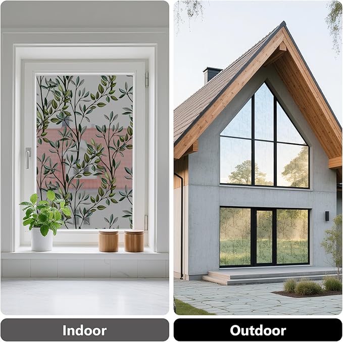 NINETREX One Way Window Privacy Film, Daytime Privacy Static Cling Sun Blocking Anti UV Reflective Window Tint for Home and Office 17.5 x 78.7 inches, Black Silver Leaf