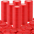 Coopay 500 Pieces Plastic Poker Chips, 1 Inch Bingo Chips Bulk Learning Counters Disks Poker Card Game, Counting Markers for Math Practice, Game Tokens and Teaching Rewards, 25 mm (Red)