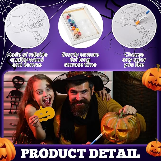 Zhanmai 12 Pack Pre Drawn Canvas for Painting Sip and Paint Kit 8" x 10" Paint Party Set Canvas Painting Pre Printed Canvases for Party Favor DIY Virtual Adult's Date Night(Halloween Ghost)