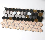 Blujellyfish Black and Gold Backsplash Wall Tiles Hexagon Mosaic Shower Floor Tile Kitchen Bathroom Tile (Box of 5 Sheets)