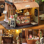 TuKIIE DIY Miniature House Kit with Furniture, 1:24 Scale Creative Room Wooden Mini Dollhouse Plus Dust Proof & Music Movement for Kids Teens Adults(Encounter with Time)