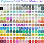 168 Colors Alcohol Markers Set, Professional Drawing Markers for Artist Adult Coloring Books Black Permanent Dual Tip Art Markers with Holder, Coloring Marker for School Sketching Coloring
