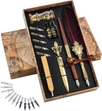 Hethrone Feather Pen and Ink Set - Quill Pens Calligraphy Pen Set Fountain Dip Pen