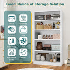 66"Heavy-Duty Steel Open Storage Cabinet with Adjustable Shelves, 6-Tier Shelving Unit, Easy Assembly Freestanding Organizer for Garage, Pantry,Office, Living Room (White, 5 Tier-66"Hx 33"W x14"D)