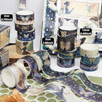14 Rolls Washi Tape Set - Gold Foil Green Fairy Decorative Masking Tape Butterfly, Fairy, Star, Magic, Adhesive Tape for Bullet Journal,DIY Craft,Scrapbooking Supplies,Gift Wrapping