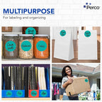 Perco Teal 3-Inch Perforated Circle Dot Sticker Labels — 10 Rolls, 5,000 Round Stickers — with Permanent Adhesive for Moving Boxes, Sale Signage, Displays, Status Messaging—Made in USA