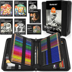Shuttle Art 124 PCS Drawing Kit, Professional Drawing Supplies with Sketch, Charcoal, Colored, Graphite, Pastel Pencils & Sticks, Complete Drawing Tools and Paper Pads in Zipper Case for Artists&Kids