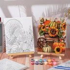 Zhanmai 12 Pack Pre Drawn Canvas for Painting Sip and Paint Kit 8" x 10" Paint Party Set Canvas Painting Pre Printed Canvases for Party Favor DIY Virtual Adult's Date Night(Fall Thanksgiving)