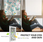 3D Stained Glass Window Film, Decorative Window Privacy Film for Bathroom,Front Door,Home, Sun Blocking Heat Control,Static Cling,Butterfly, 23.6inch x 35.4inch