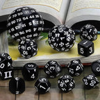 CiaraQ DND Polyhedral Dice Set (15pcs) D4-D100 Game Dice with Dice Bag for Dungeons and Dragons Role Playing Table Games (Black & White)