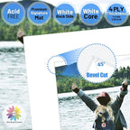 Mat Board Center, Pack of 20, 12x12 for 8x8 White Photo Picture Mats - Acid Free, 4-ply Thickness, White Core - for Pictures, Photos, Framing